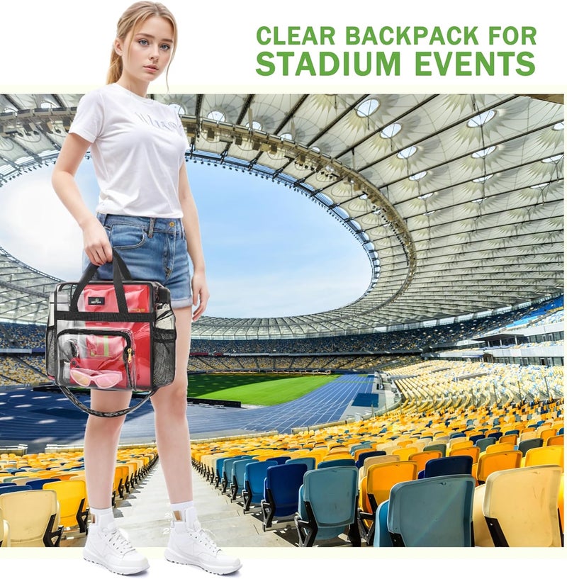 MAYTREE Clear Bag for Stadium Events, 12x6x12 Clear Tote Bag with Removable Strap, Transparent Bag for Concert Sports Festival, Cow-Strap - Image 2